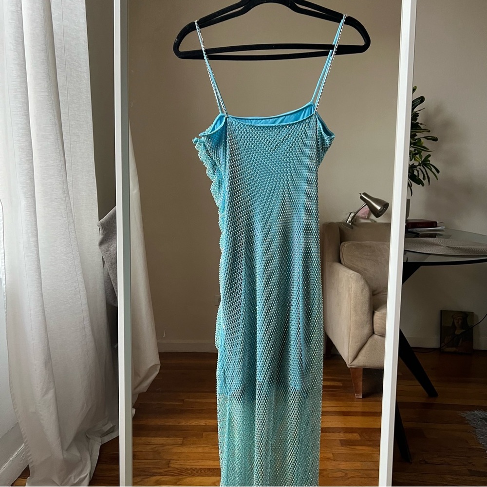 saylor rhinestones maxi blue dress size S sleeveless C9 - Picture 5 of 6